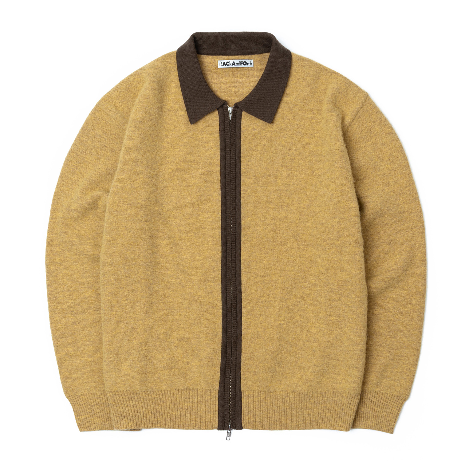 BRUSHED COLOR BLOCK KNIT ZIP-UP[YELLOW]
